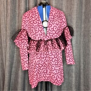 NWT** African Print V Neck Mesh Peplum Mini Dress— Size 2XL